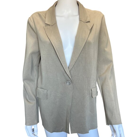 Maison DAmélie Tan Blazer Jacket Single Button Long Sleeve Womens Size Large - Picture 1 of 8